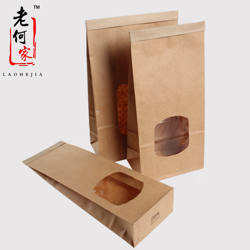 Disposable gonorrhoea kraft kraft coffee paper bag coffee paper bag iron wire self-declared window paper bag anti-oil and waterproof 100 only