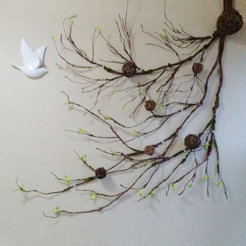 Artificial branches Dead branches Tree Rattan Rattan Decorative vines Fake leaves wall green plants wall hanging living room wall stickers plants