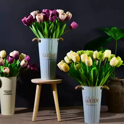 Simulation flower tulip indoor fake flower living room floor-to-ceiling dining table decoration single plastic dried flower indoor decoration