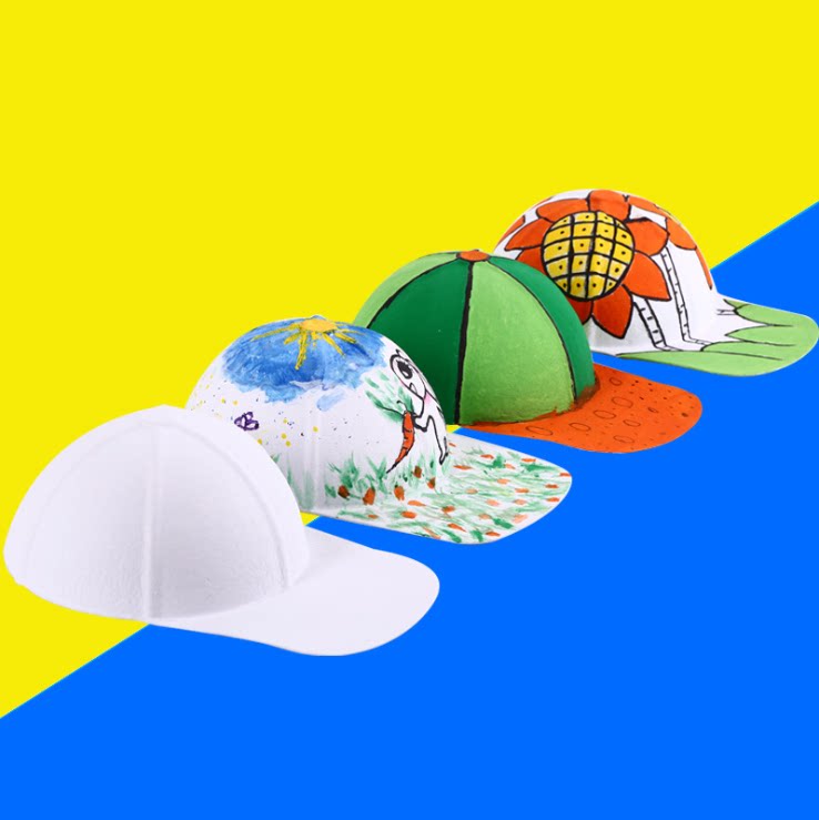 Pulp baseball cap children's hand-painted white billet sun visor painted coloring environmental paper hat handmade DIY material