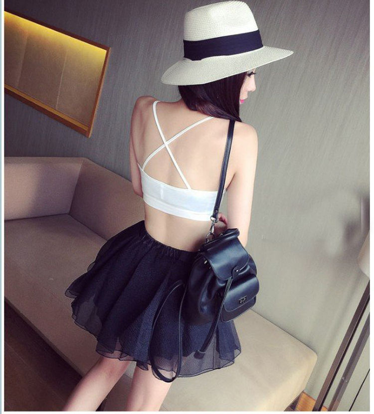 Áo 2 dây đeo chéo có dây đeo ngực có thêm size lớn ống top vest ngắn mà không có vành làm đẹp trở lại dây đeo nữ áo lót nữ thể thao