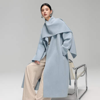 CHIIYEAR池也 双面羊绒大衣女长款围巾领羊毛外套时尚百搭25冬新