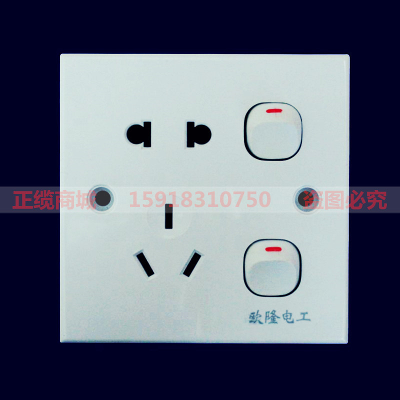 Double switch Two-three-pole socket Two-position switch five-hole socket 86 Type 10A