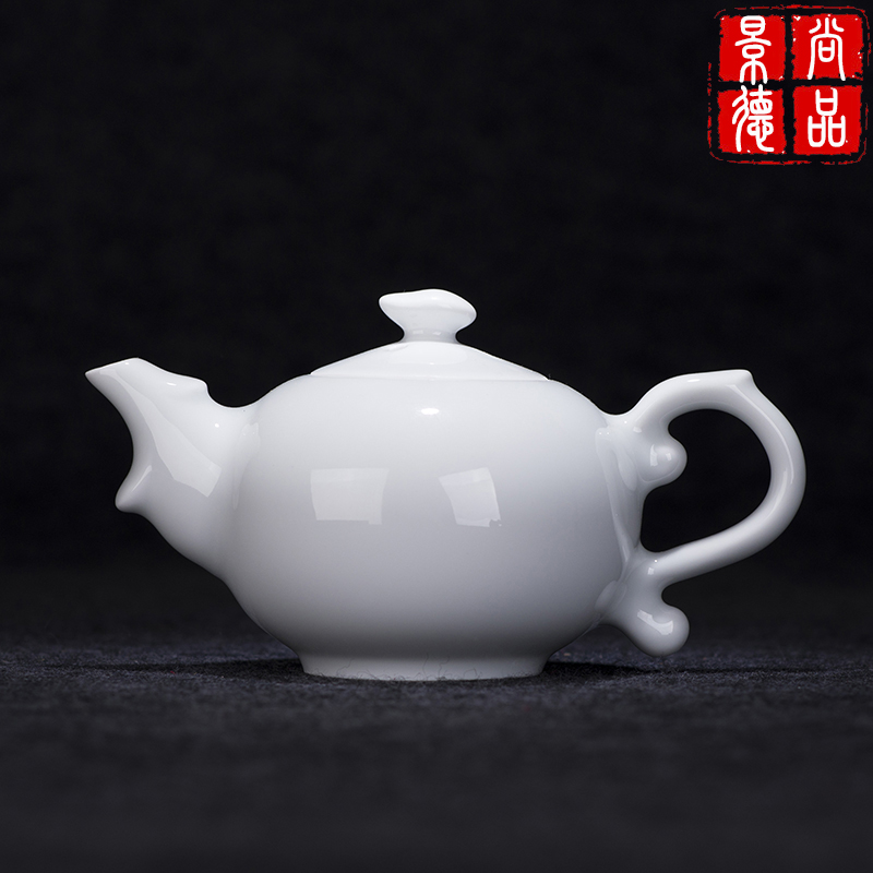 Kung Fu Teapot Single Pot Tea Set Porcelain High Temperature Porcelain Small Teapot Tea Tea Pure White Jingdezhen