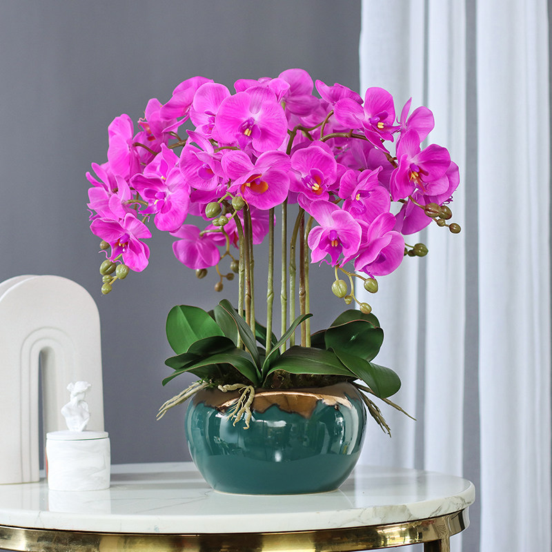 Feel Phalaenopsis orchid fake flower imitation flower living room decoration high-end dining table flower pendulum flower table floral ornament decorative flowers