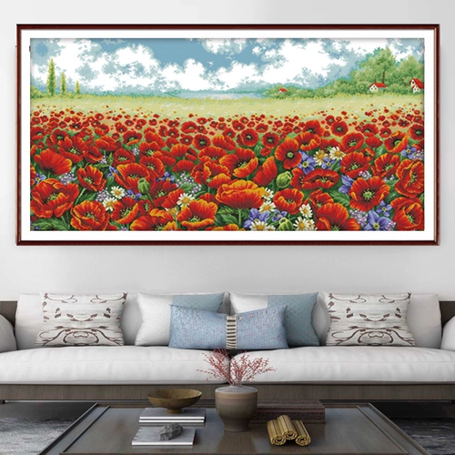 Поппи Blossom Sea Cross Stitch 2024 Новая линейная вышивка гостиная большая ландшафтная рисоваем сами вышитый дом в европейском стиле ручной работы ручной работы