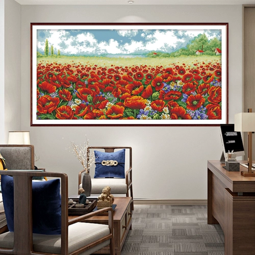 Поппи Blossom Sea Cross Stitch 2024 Новая линейная вышивка гостиная большая ландшафтная рисоваем сами вышитый дом в европейском стиле ручной работы ручной работы