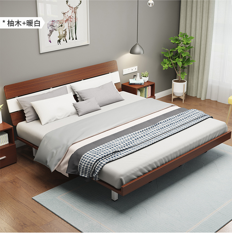 Nhật Bản và Hàn Quốc phong cách tối giản hiện đại giường tatami giường khung 1.2m 1,8 m 1.5M giường đôi tấm giường chính - Giường giường ngủ gỗ