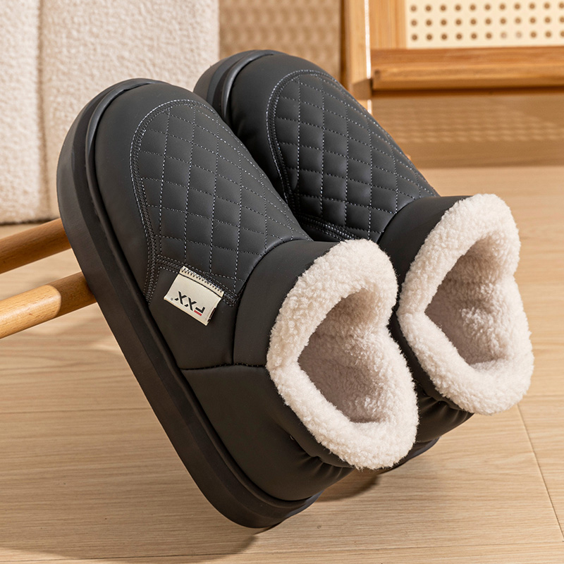 Водонепроницаемая сумка с хлопковыми тапочками; мужская зимняя обувь; новинка 2025 года; теплая хлопковая обувь на толстой подошве и флисе; женские зимние ботинки
