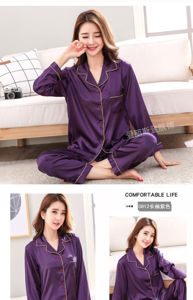 Bộ đồ ngủ đôi mùa xuân và lụa tơ tằm nam nữ dài tay mảnh mỏng băng lụa mùa hè hai mảnh phù hợp với phiên bản tiếng Hàn của dịch vụ gia đình cỡ lớn đồ bộ ống rộng
