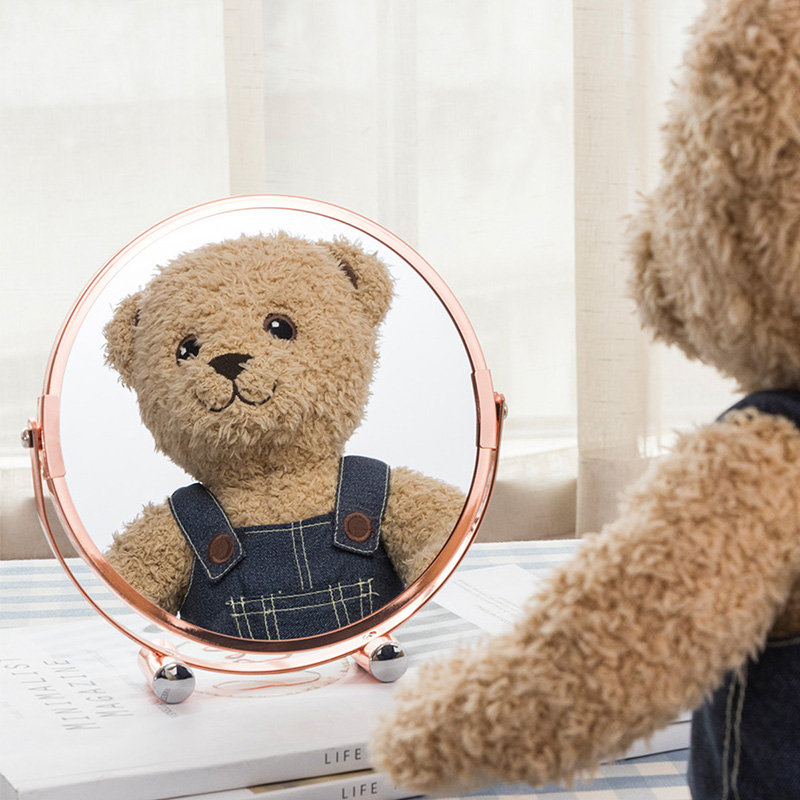 Ou Runzhe Rose gold thick plated table mirror princess mirror Carry-on vanity mirror double-sided mirror beauty mirror