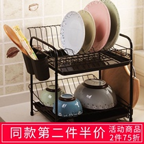 Orunzhe double-layer cabinet dish rack Kitchen shelf Drain basket shelf Bowl basket Chopsticks cutting board storage rack