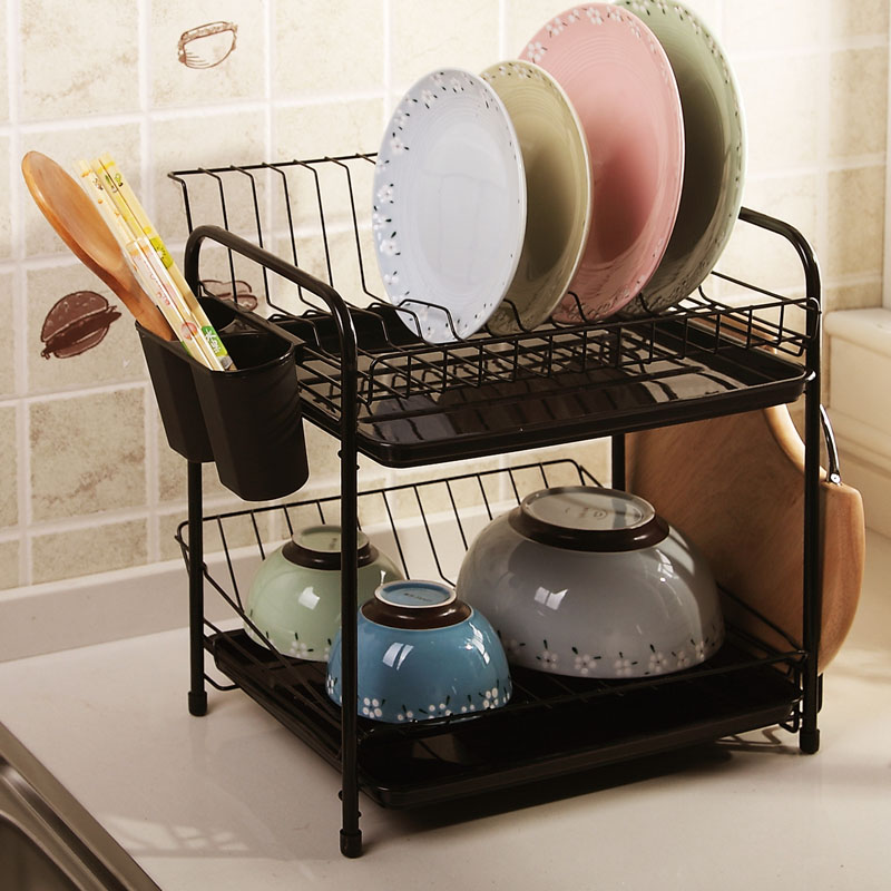 O Erun Philosophy Double Layer Overall Cupboard Bowl dish rack Kitchen Shelving Basket Drain Basket Chopsticks chopping block Chopstick Chopping Block shelf
