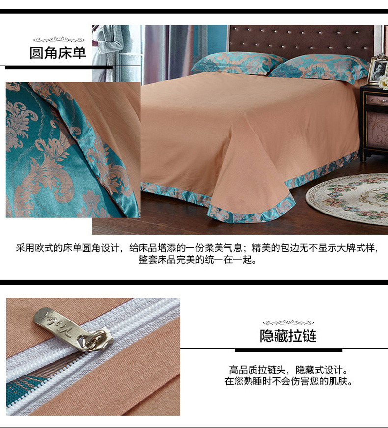 Violet satin sang trọng cotton jacquard bốn mảnh bộ đồ giường bằng vải bông 1,5m1,8 m - Bộ đồ giường bốn mảnh bộ chăn ga gối đệm cưới everon