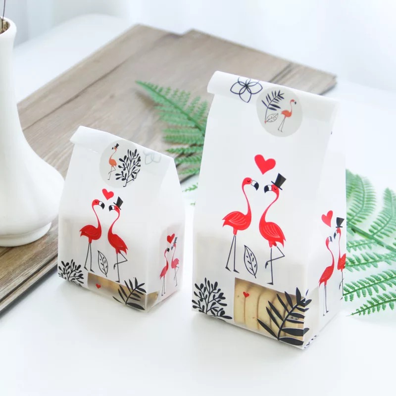 Korean version packs 50 cartoon animals, cats, dogs and bears DIY biscuit bag cookie food packaging bag with seal stickers