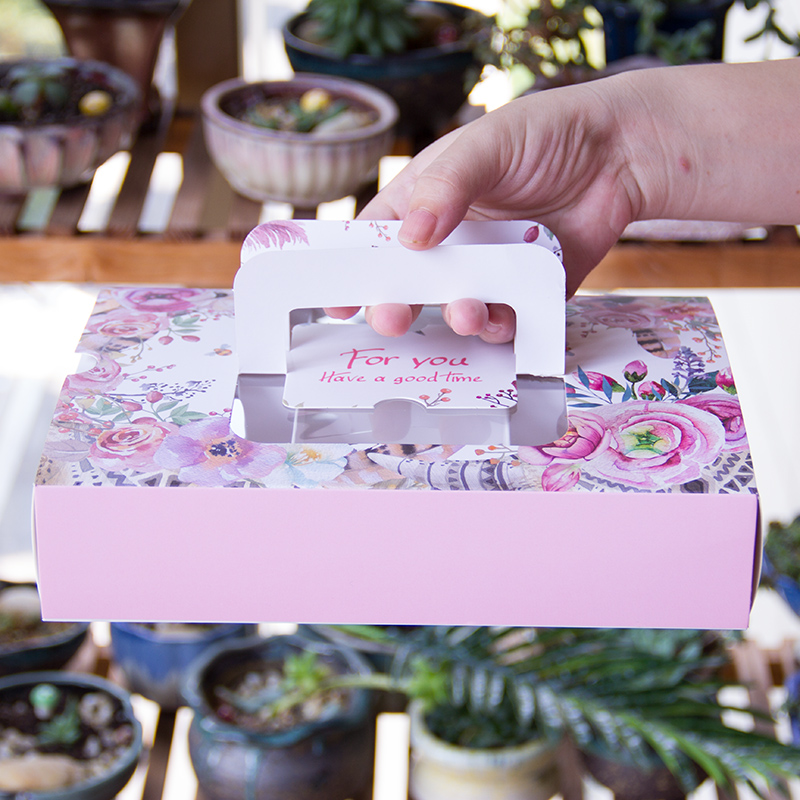 4 pieces 6 pieces Mid-Autumn Moon cake Egg Yolk crisp handbag box Deer flower checkered box perspective gift box