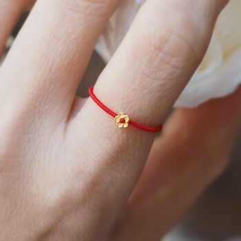 Hand-woven red rope ring for the year of birth, pure gold, money flower ring, ring, gift coil for men and women, couple