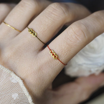 Hand-woven 999 pure gold safety buckle money string ring ring adjustable male and female couple gift