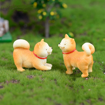 Akita Inu Little Yellow Dog Animal Resin Ornaments Creative Succulent Bonsai Living Room Decoration Birthday Baking Cake Ornaments