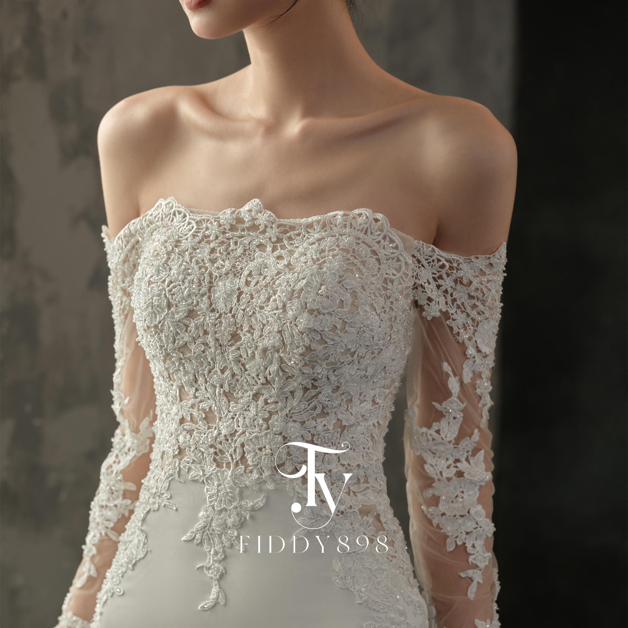 FIDDY French -style shoulder -shoulder gyrus light wedding bride FIDDY French -style shoulder -shoulder gyrus light wedding bride