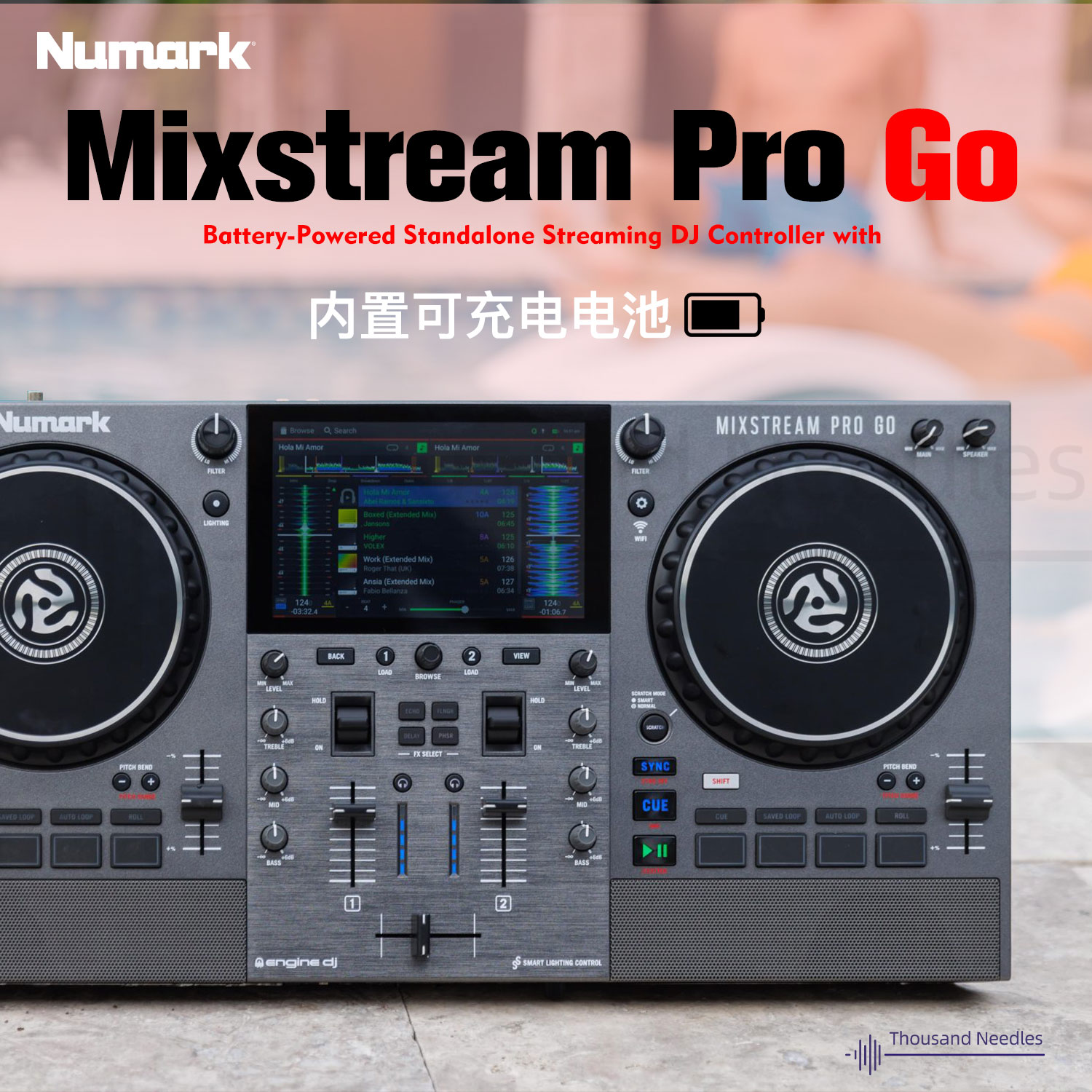 Numark Mixstream pro+ Luma DJ オールインワンターンテーブル（USBフラッシュドライブ、SDカード、タッチスクリーン搭載）