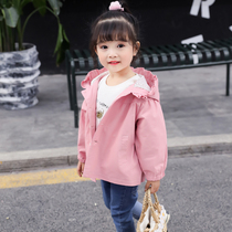 Girls windbreaker spring and Autumn childrens clothes small baby foreign style coat 2021 new Korean version of 1-7 years old pop cotton top