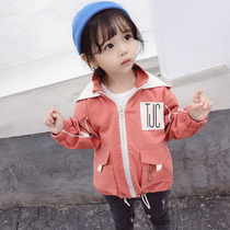 Girls  coat spring and Autumn 2021 new casual Western style childrens clothing medium-long hooded mens small baby windbreaker tide