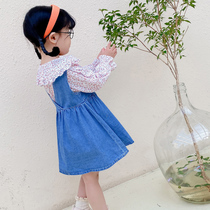Girls dress suit spring and autumn 2021 new Korean version of the child princess skirt net red Yangqi spring and autumn strap skirt
