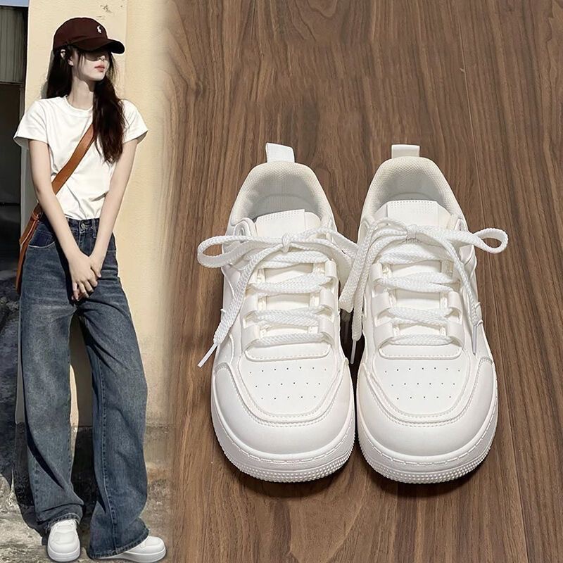 White Sneakers for Women 2026 New Spring, Summer, and Autumn Korean Style Breathable Versatile Casual Campus-Style Sneakers for Female Students