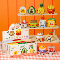 Les poupées en micro-blocs de construction sont compatibles avec les hamburgers Happy Food les frites les ananas les jouets éducatifs et les ornements pour enfants.