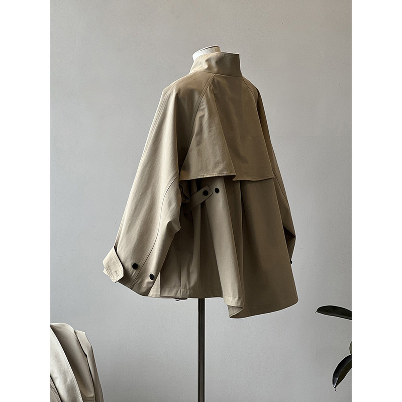 High-End Casual British Style Trench Coat for Women, Spring and Autumn, Petite, Loose, Mid-Length, Cocoon-Shaped Silhouette, Cape Coat High-End Casual British Style Trench Coat for Women, Spring and Autumn, Petite, Loose, Mid-Length, Cocoon-Shaped Silhouette, Cape Coat