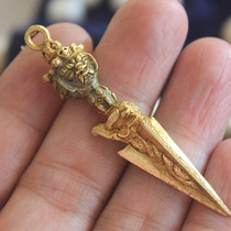 Pure copper Puba King Kong Nepal craft tantric instruments Tibetan Buddhist body protection Vajra Pestle pendant necklace