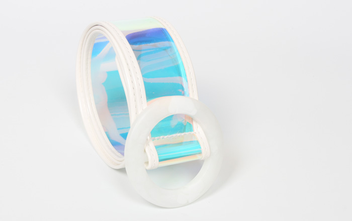 Fashion Laser Transparent Round Buckle Belt display picture 7