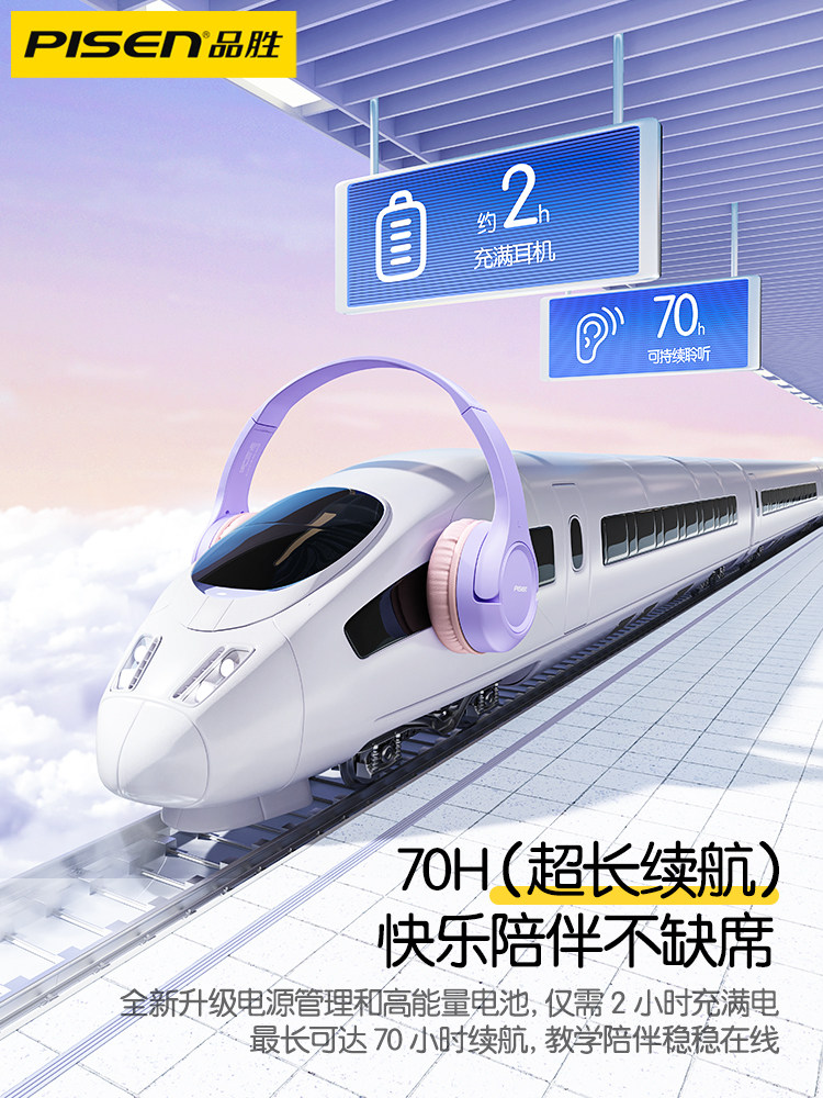 Pinsheng Children's Headphones, Over-Ear, Dedicated for Learning, Noise-Isolating, Bluetooth, Noise-Cancelling, Immersive for Students to Recite and Read