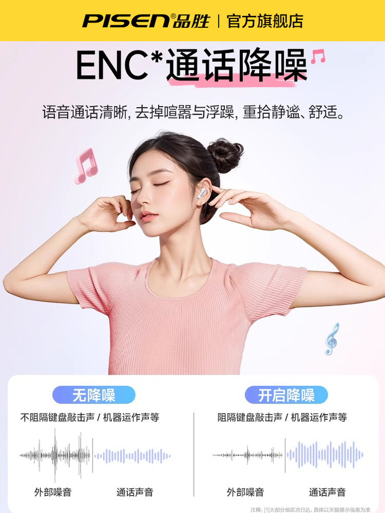 Pinsheng C2 Bluetooth Headset Semi-In-Ear Wireless 20H Ultra-Long Battery Life Large Battery Call Noise Reduction Game Music