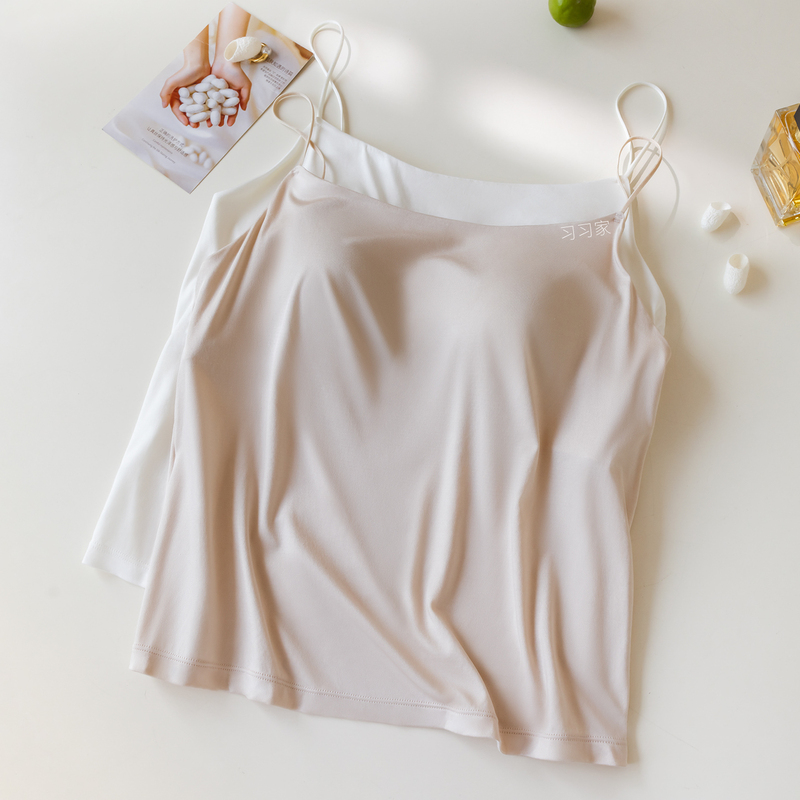 42-Thread Mulberry Silk Camisole with Built-In Bra, Sleepwear, No Need to Wear a Bra, Anti-Exposure, Summer Silk Innerwear
