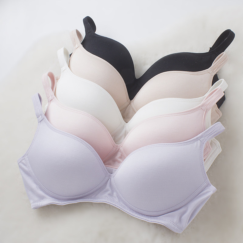 二月春季新款 真丝无钢圈文胸聚拢调整型中厚杯大码内衣丝滑透气