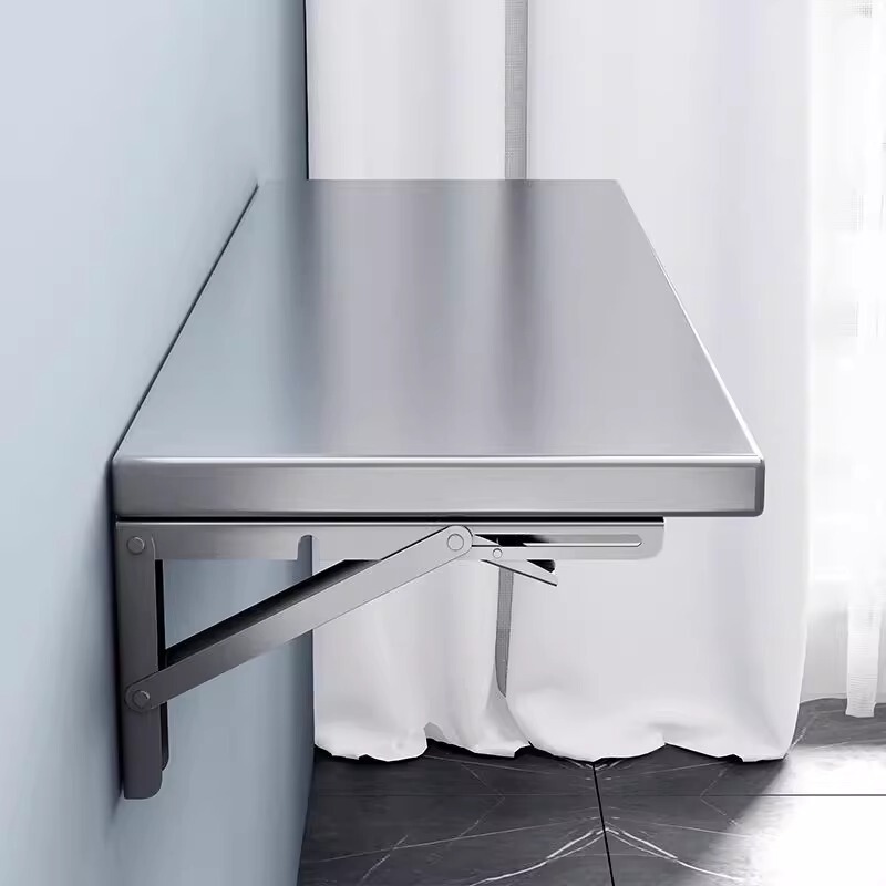 Kitchen Stainless Steel Wall-Mounted Folding Table Wall Shelf Dining Table Perforated Bracket with Foldable Single-Layer Shelf