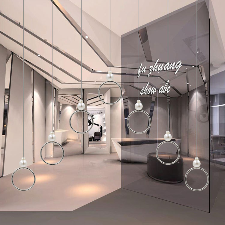 Clothing Store Pearl Rings Hanging Wire Shelf Ceiling Hanger Display Stand Prop Shop Decoration