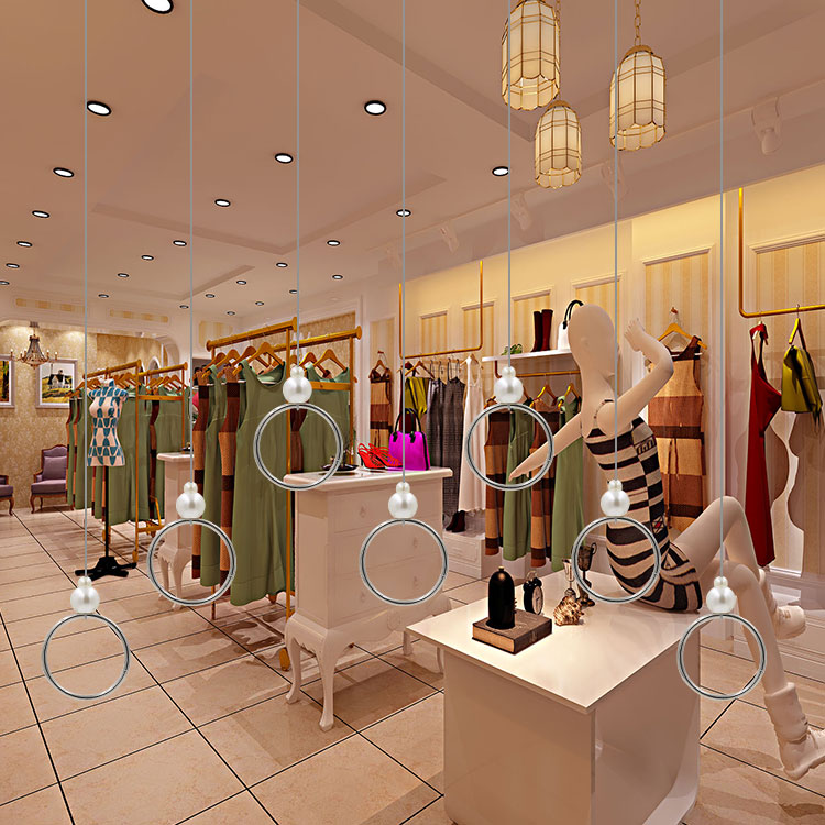 Clothing Store Pearl Rings Hanging Wire Shelf Ceiling Hanger Display Stand Prop Shop Decoration