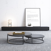 Nordic wrought iron small round coffee table TV cabinet combination living room furniture size apartment modern minimalist creativity