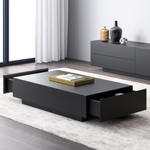 Nordic functional coffee table Modern simple black walnut solid wood veneer living room furniture small apartment coffee table