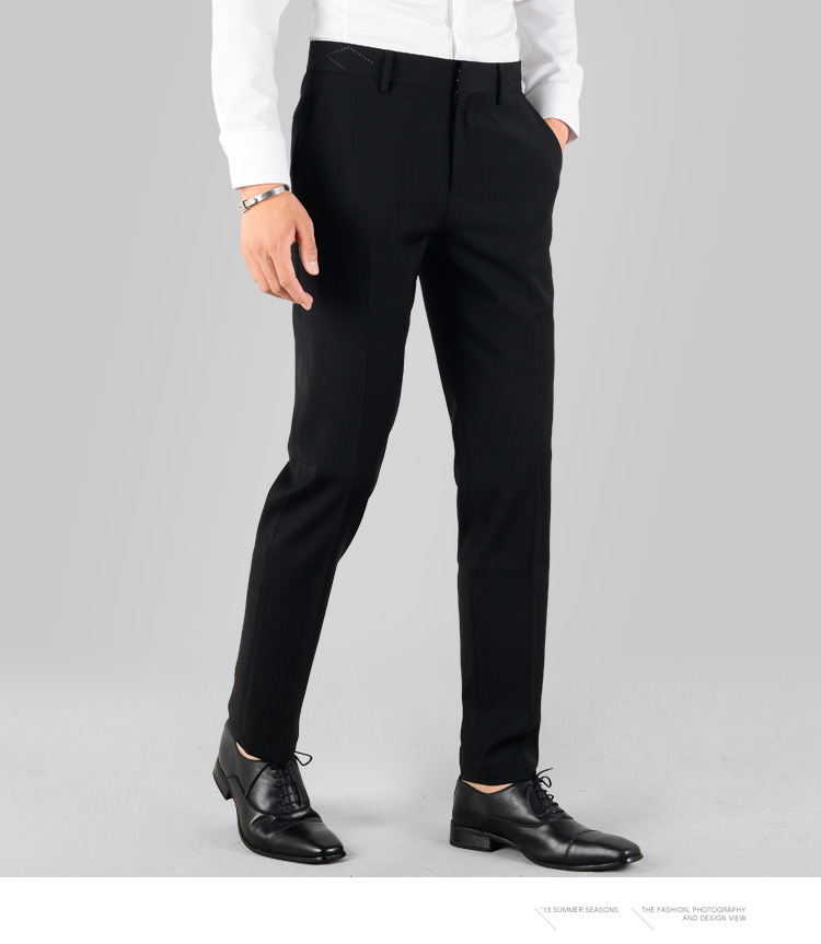 Quần len mùa thu Slim nam co giãn phù hợp với quần chân váy công sở giản dị phiên bản Hàn Quốc của quần len Anh quần dài nam