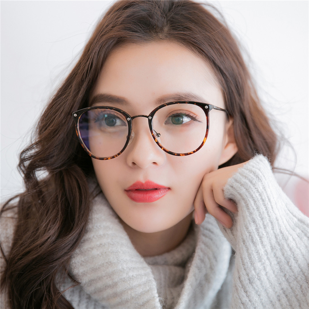 Retro college style large frame flat mirror new TR-9 lightweight frame BAO WEN full frame glasses tide mirror woman