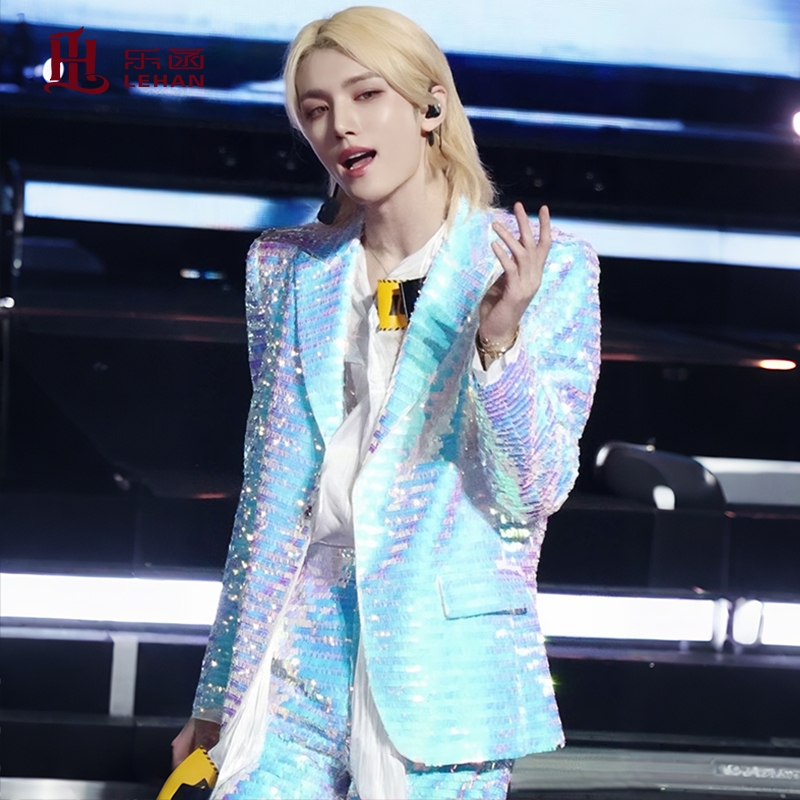 Oner Style Dopamine Rhinestone Sequin Suit for Men and Women, Performance Costume, Stage Performance Sequin Suit