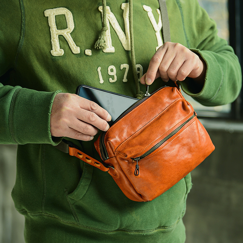 Bull Lord Handmade Head Layer Cow Leather Single Shoulder Bag Men's Retro Genuine Leather Japan Street Casual Slant Scapegoat