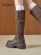 Zhuoshini Thick-Soled Over-The-Knee Riding Boots 2025 Spring and Autumn New Retro Height-Increasing Belt Buckle High Boots for Petite Individuals