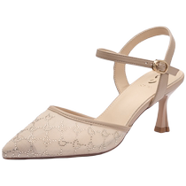 Zhuoshini mesh high heels womens 2024 new summer temperament lady fairy style stiletto toe sandals