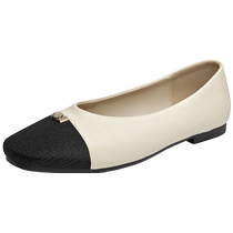 Zhuo Shini shallow mouth single shoes for women 2024 new summer small fragrance style color matching soft sole one-leg flat Mary Jane shoes