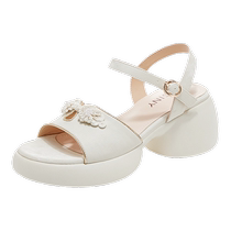 Zhuoshini thick-soled French fashion sandals for women 2024 new summer outer wear small Chinese style high-heeled womens shoes